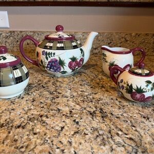 Oneida Strawberry Plaid Hand Painted Set